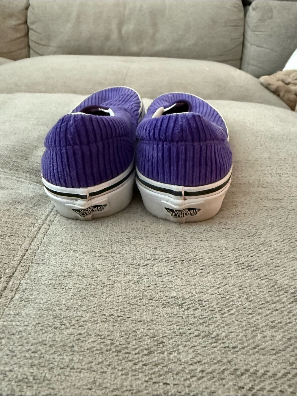 Vans Purple Corduroy Slip-On Sneakers with White Trim - Picture 2 of 4